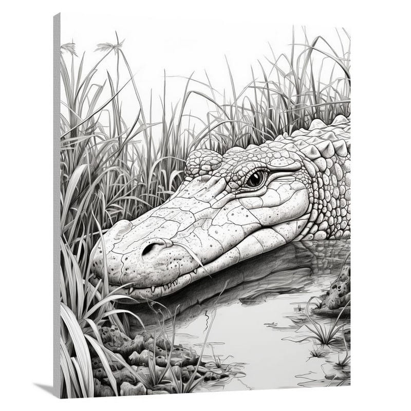 Crocodile's Camouflage - Black And White - Canvas Print