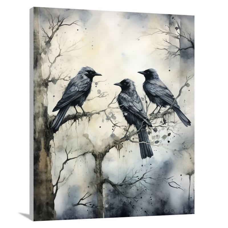 Crow's Midnight Gathering - Canvas Print