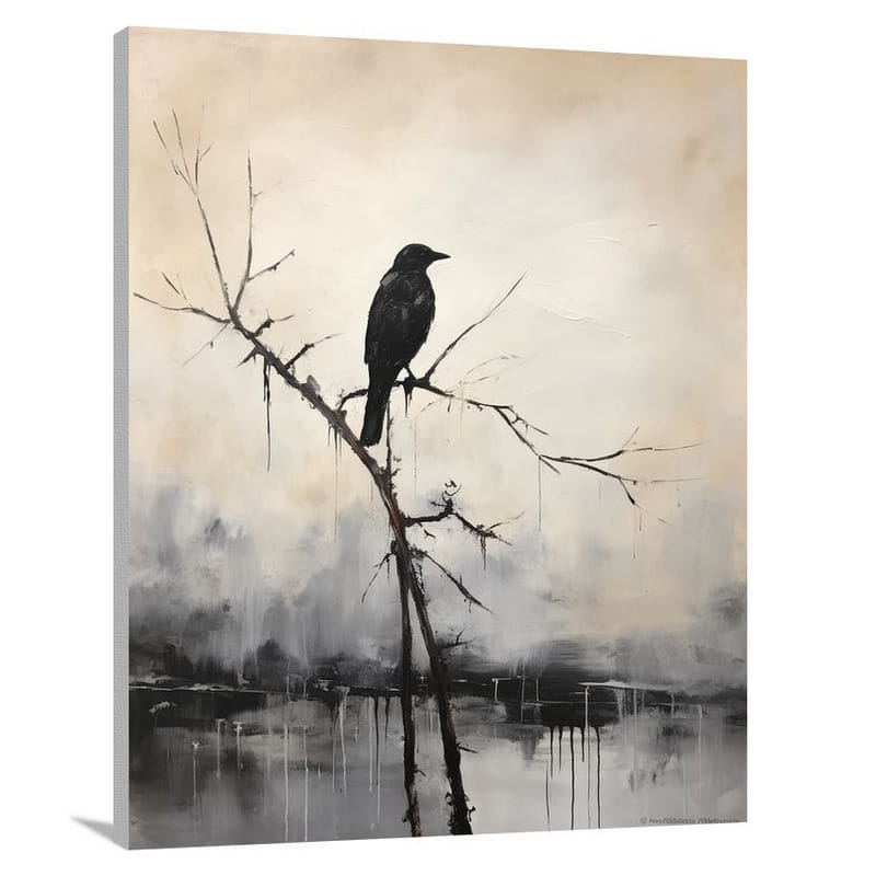 Crow's Solitude - Minimalist - Canvas Print