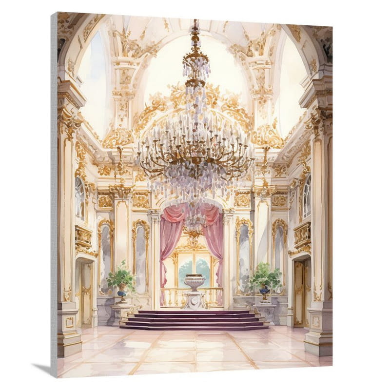 Crown's Opulent Charm - Watercolor - Canvas Print