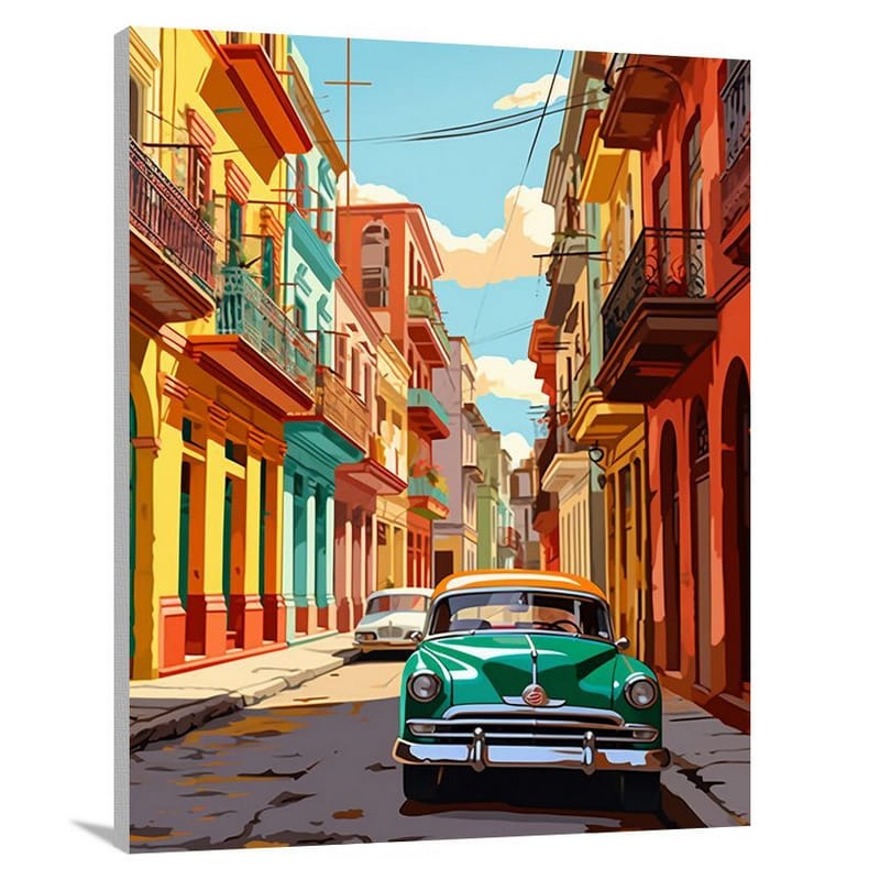 Cuban Rhythms: Nostalgic Streets - Canvas Print