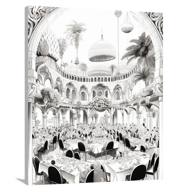 Culinary Melting Pot: International Cuisine - Black And White - Canvas Print