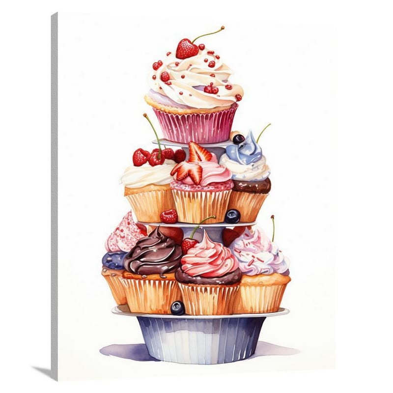 Cupcake Temptation - Watercolor - Canvas Print