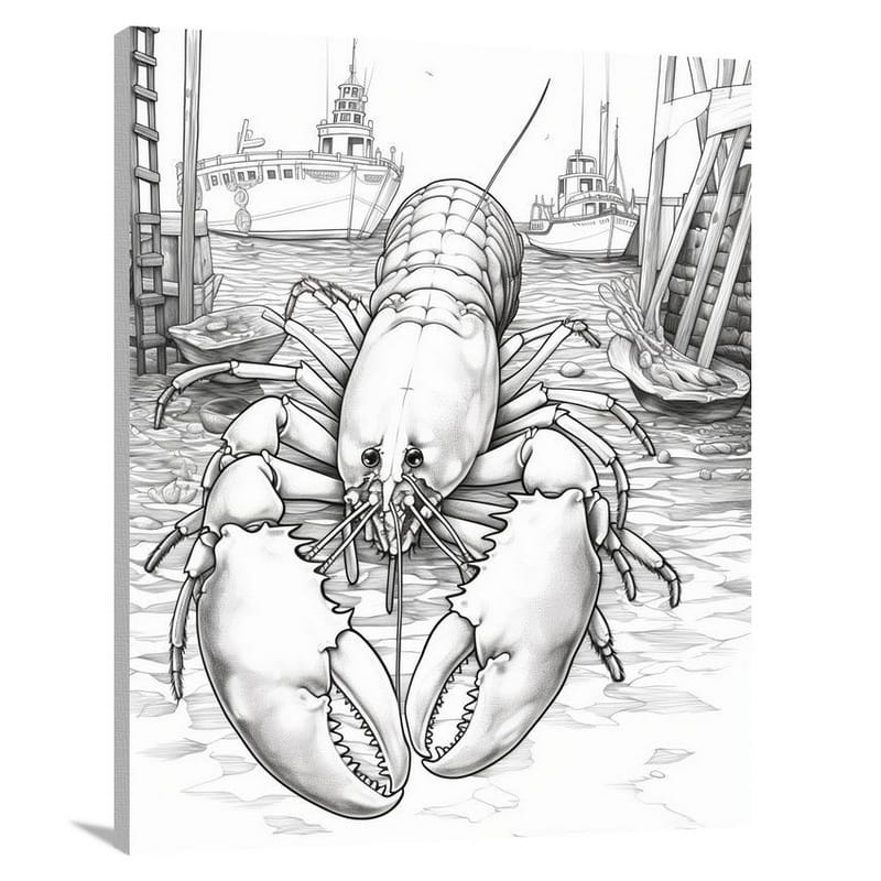 Curious Lobster: Secrets of the Sea - Black And White - Canvas Print