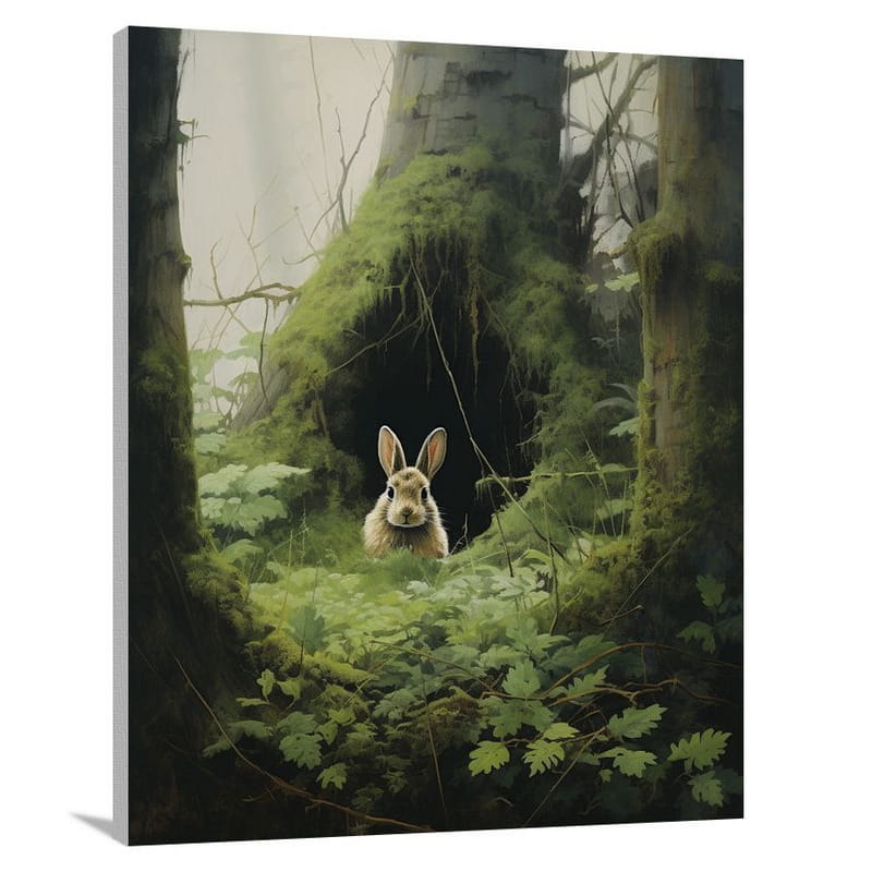 Curious Rabbit in the Mist - Canvas Print