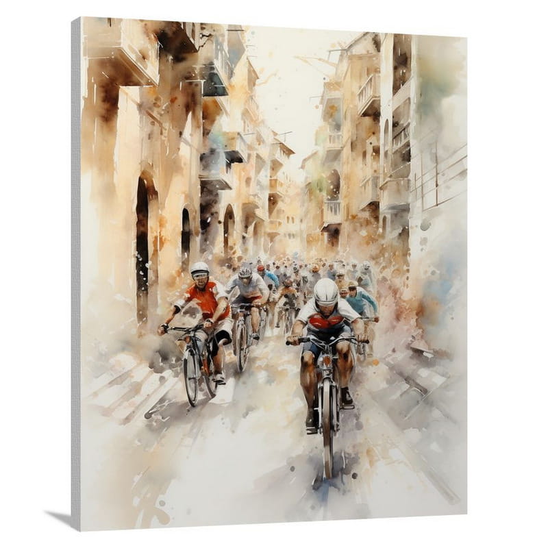 Cycling Rush - Watercolor - Canvas Print
