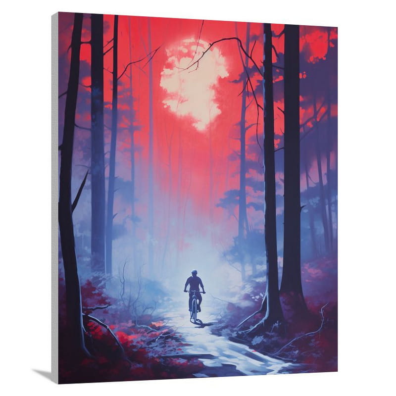 Cycling Through the Mist - Canvas Print
