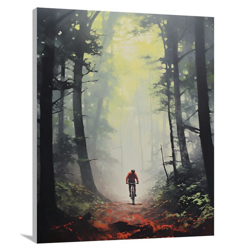Cycling Through the Mist - Pop Art - Canvas Print