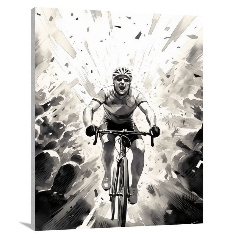 Cycling Triumph - Black And White 2 - Canvas Print