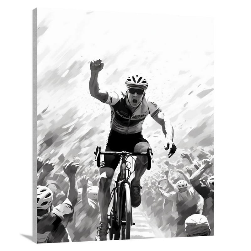Cycling Triumph - Black And White - Canvas Print