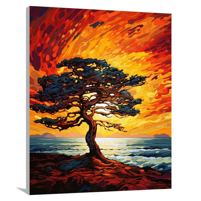 Cypress Tree at Sunset - Canvas Print