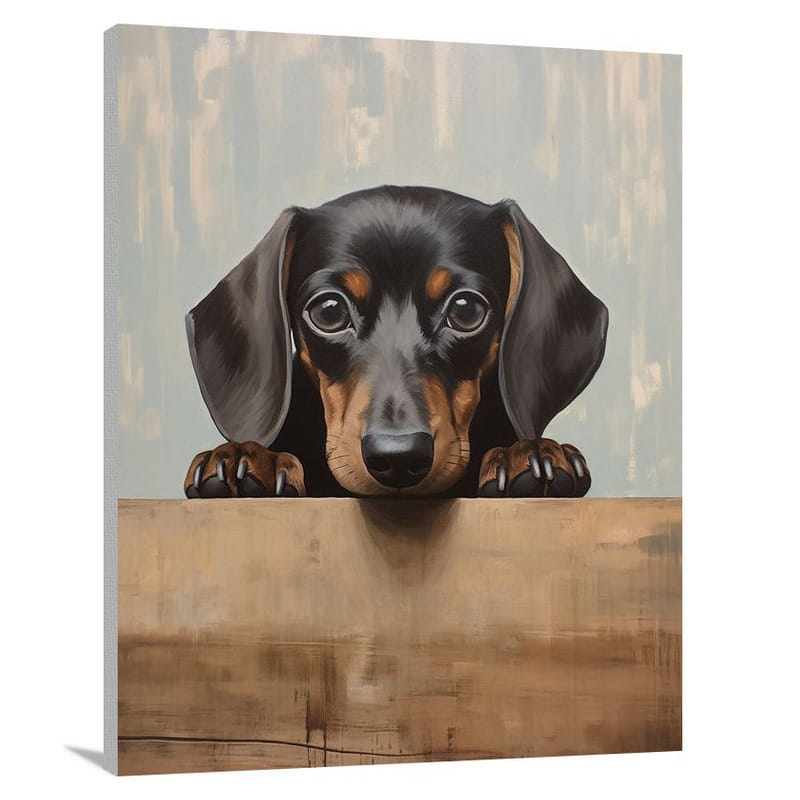 Dachshund's Serene Slumber - Canvas Print