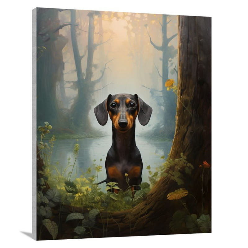 Dachshund's Vigilance - Canvas Print