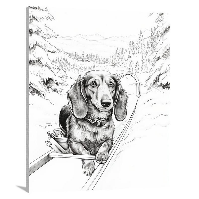 Dachshund's Winter Journey - Canvas Print