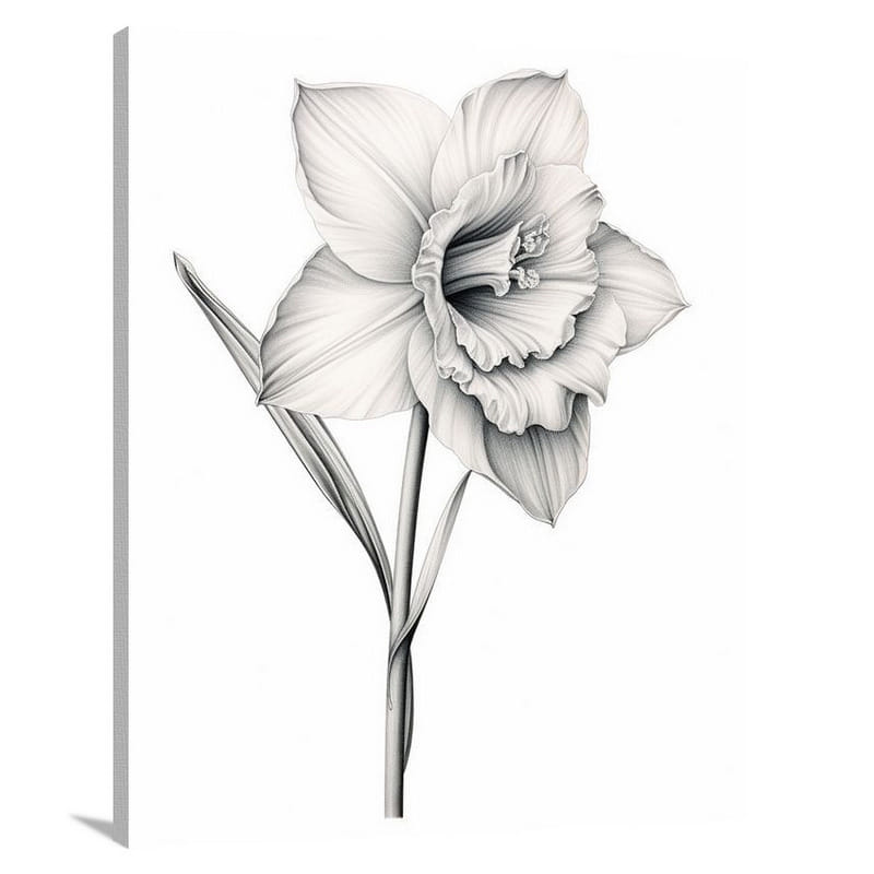 Daffodil Symphony - Black And White 2 - Canvas Print