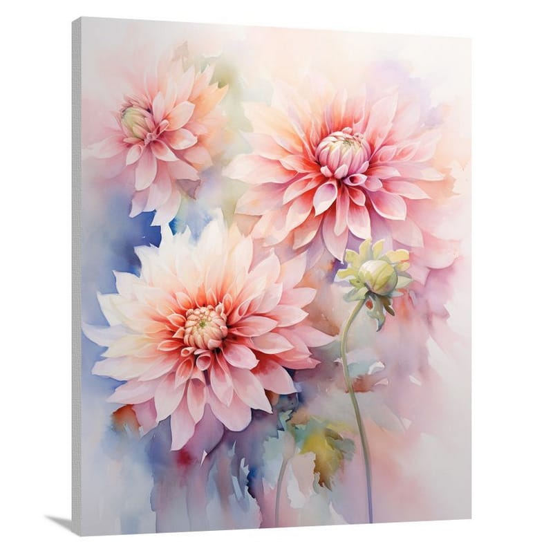 Dahlia Dreamscape - Watercolor - Canvas Print