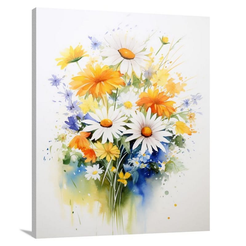 Daisy Bouquet: Bursting Love & Hope. - Canvas Print