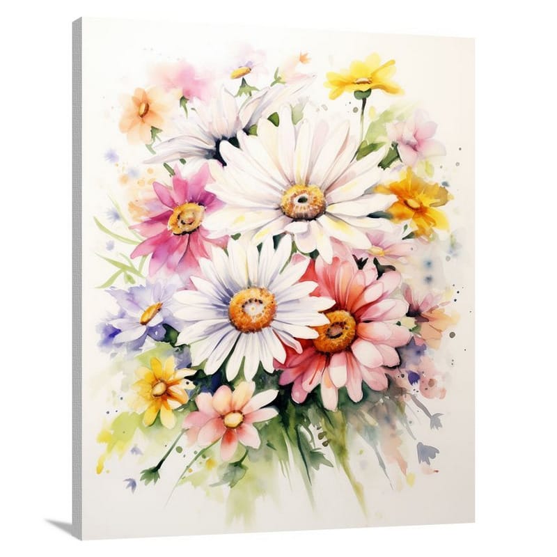 Daisy Bouquet: Bursting Love & Hope. - Watercolor - Canvas Print