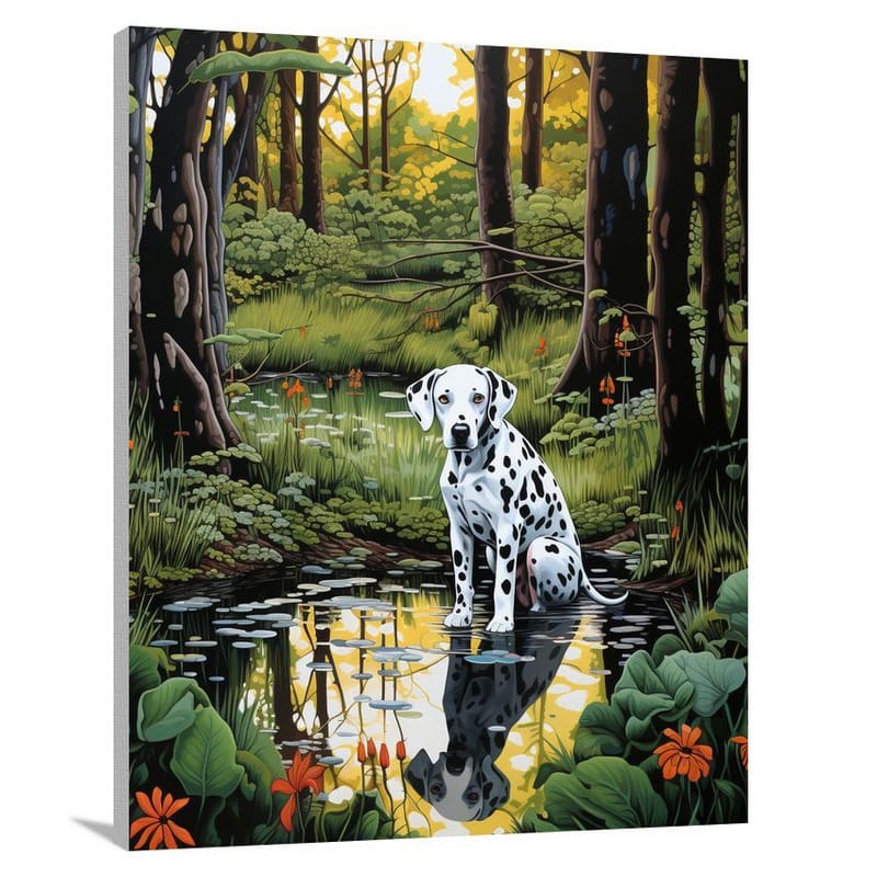 Dalmatian's Serene Reflection - Canvas Print