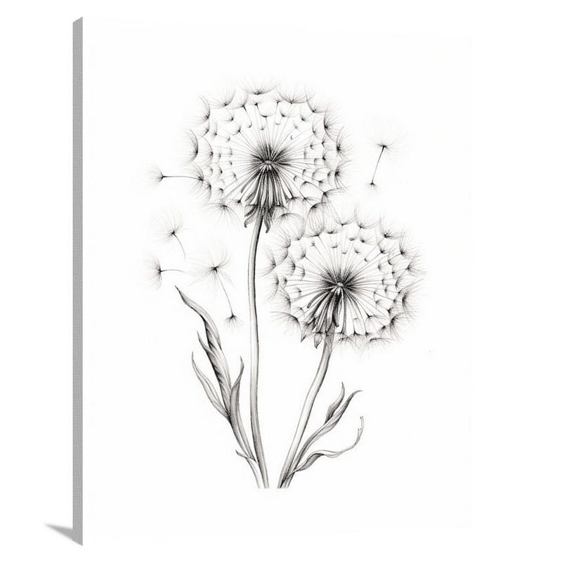 Dandelion Whispers - Black And White - Canvas Print