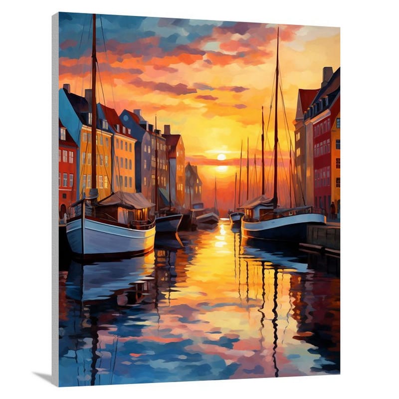 Danish Sunset at Nyhavn - Canvas Print