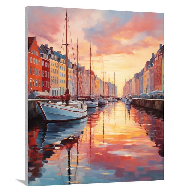 Danish Sunset at Nyhavn - Impressionist - Canvas Print