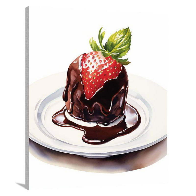 Decadent Temptation: Chocolate Delight - Watercolor - Canvas Print