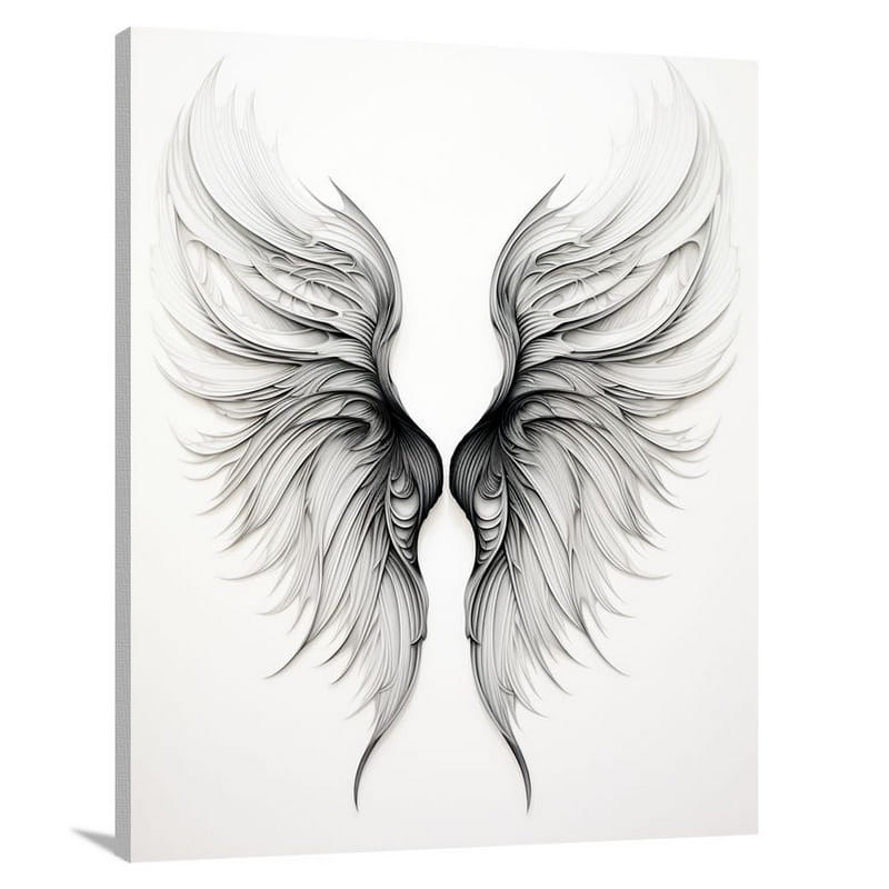 Decorative Wing: Monochrome Elegance - Canvas Print