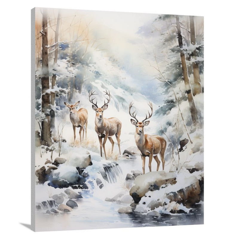 Deer's Serene Journey - Canvas Print