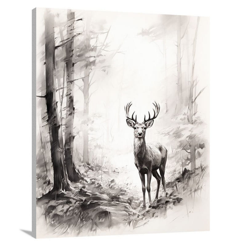 Deer's Twilight Encounter - Canvas Print