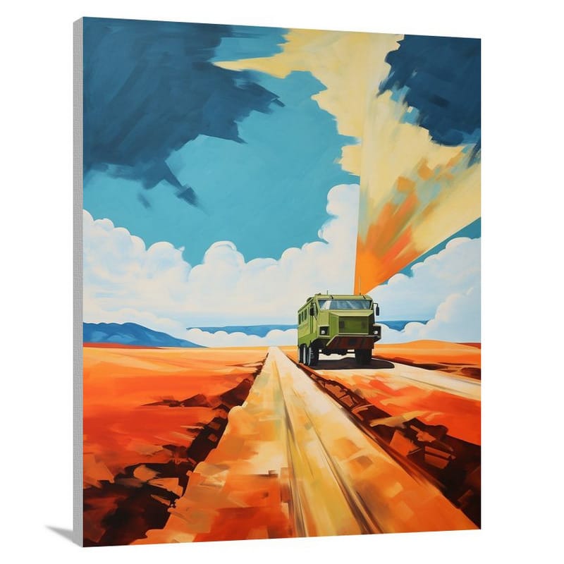 Desert Convoy: Military Vehicle - Canvas Print