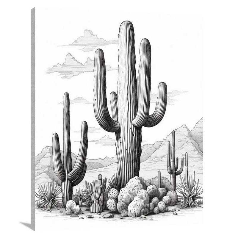 Desert Serenity - Black And White - Canvas Print