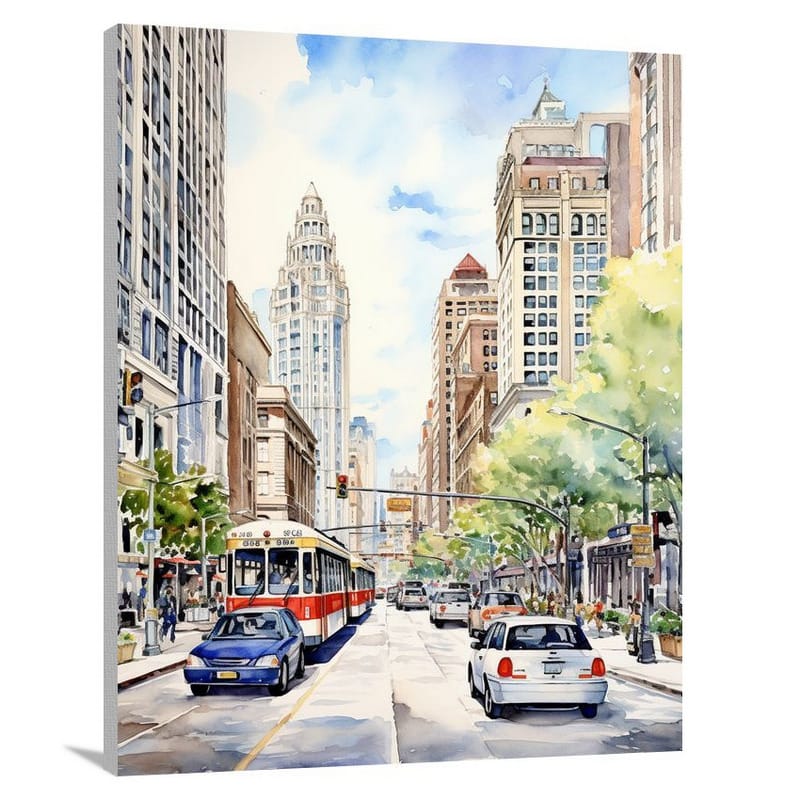 Detroit's Vibrant Melting Pot - Watercolor - Canvas Print