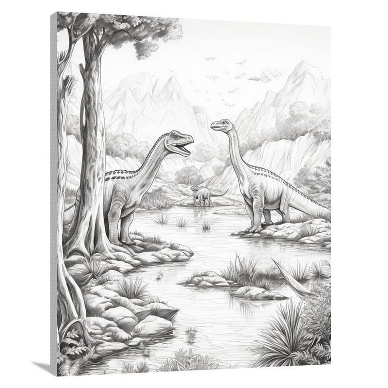 Dinosaur's Serene Haven - Canvas Print
