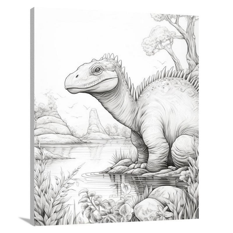 Dinosaur's Serene Realm - Canvas Print