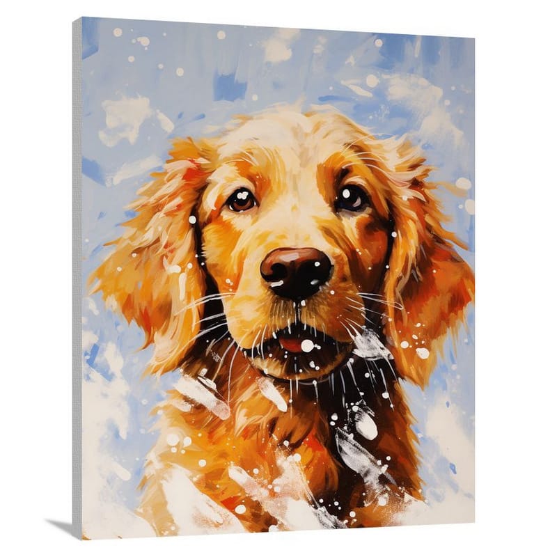 Dog Photography: Innocence in Snow. - Canvas Print