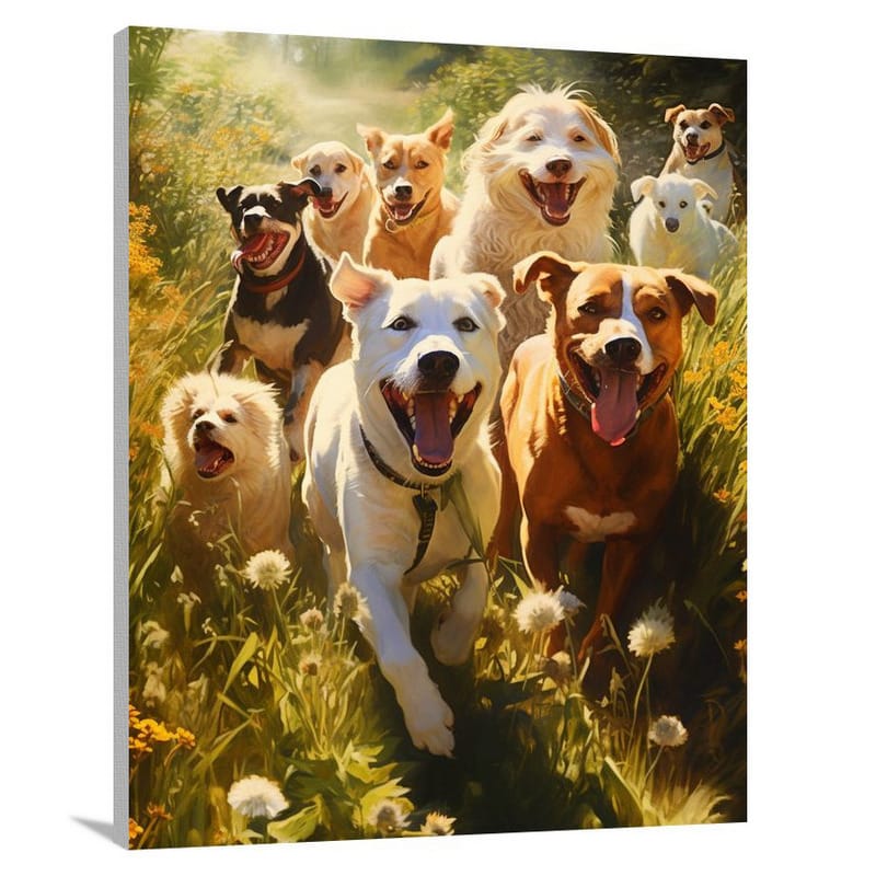 Dog Photography: Playful Canine Symphony. - Canvas Print