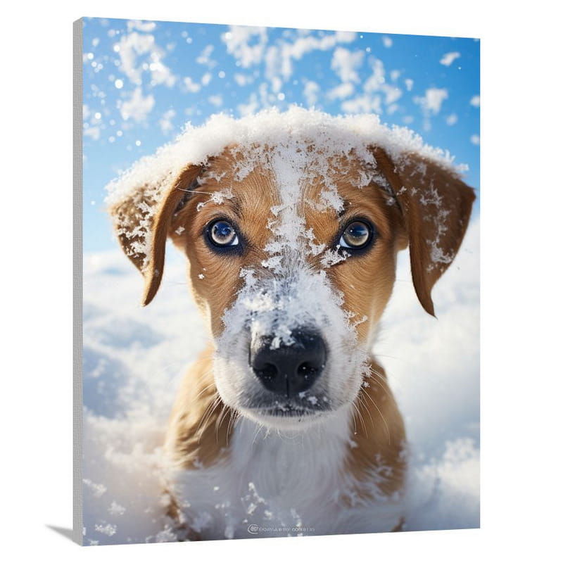 Dog Photography: Snowy Innocence - Canvas Print