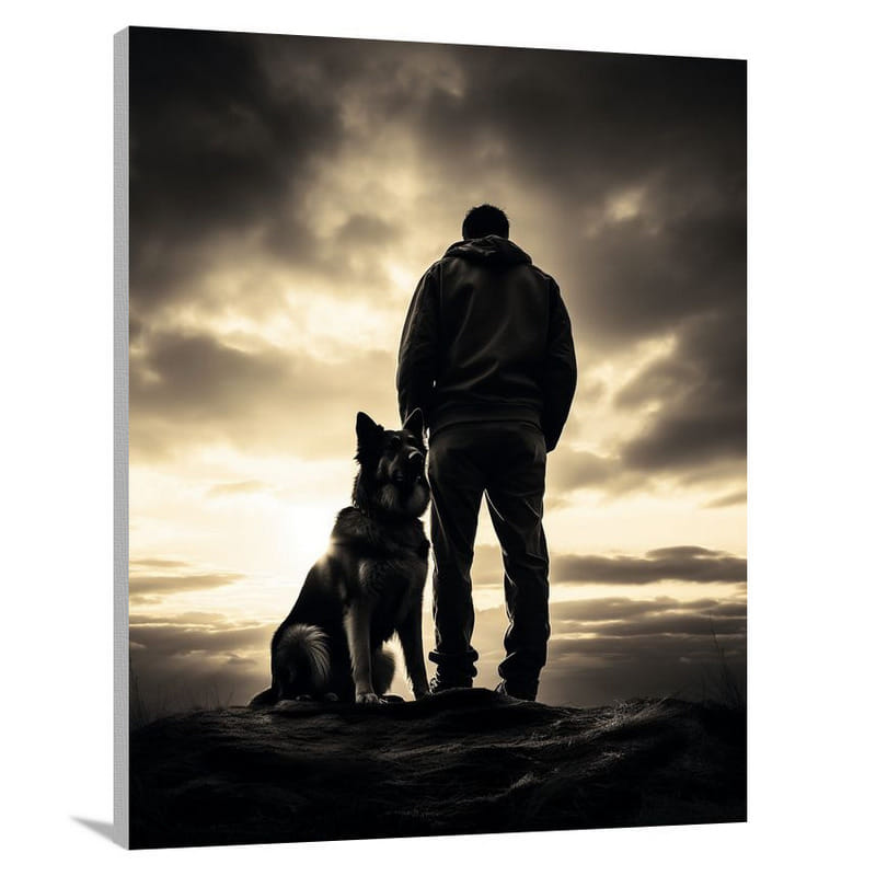 Dog Photography: Unbreakable Bond - Black And White - Canvas Print