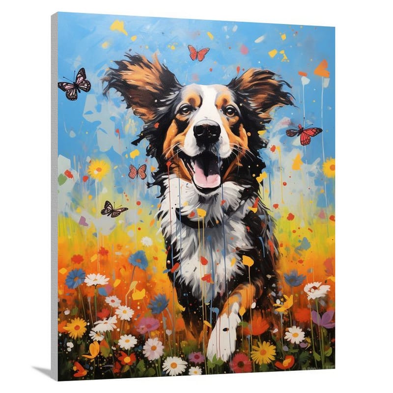 Dog's Playful Chase - Canvas Print