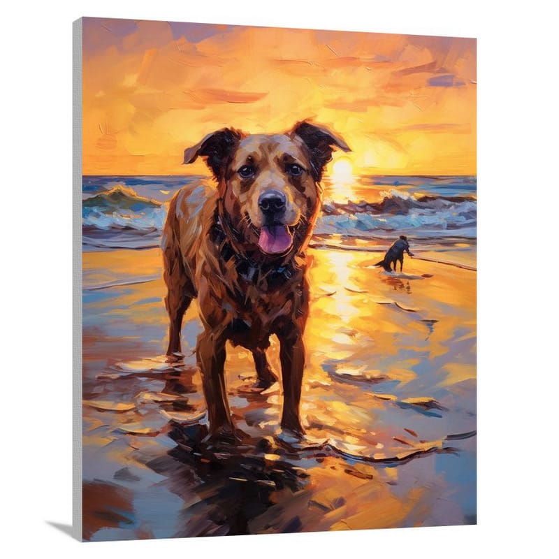 Dog's Serene Sunset - Canvas Print