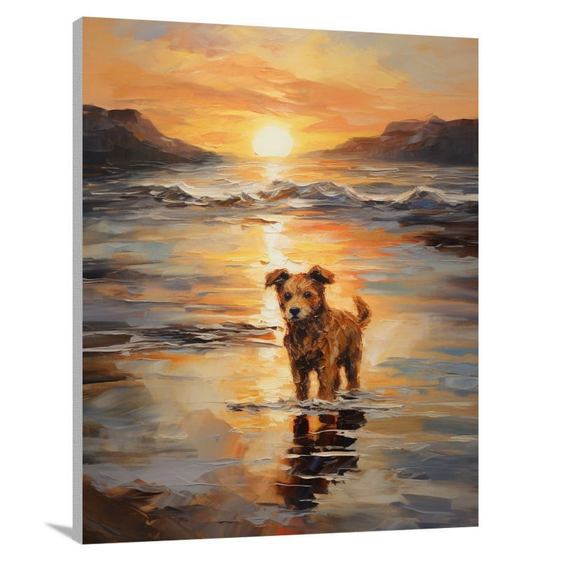 Dog's Serene Sunset - Impressionist - Canvas Print