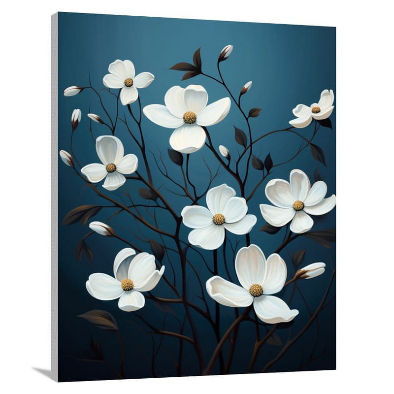 Dogwood Blossoms in Moonlight - Canvas Print
