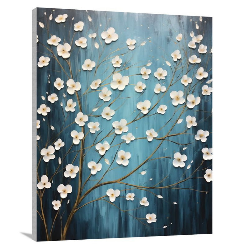 Dogwood Blossoms in Moonlight - Minimalist - Canvas Print