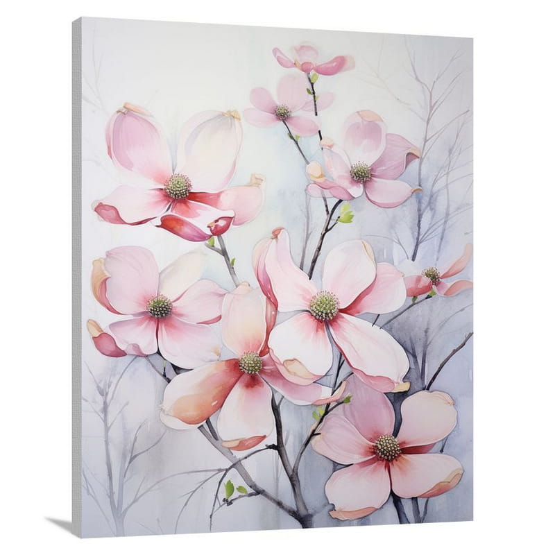 Dogwood Blossoms in Morning Mist - Canvas Print