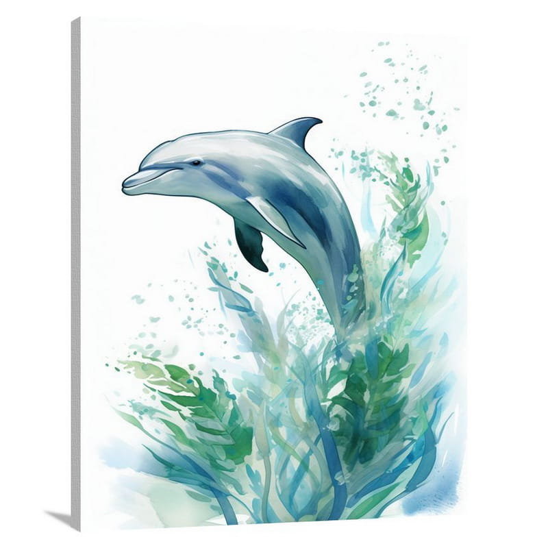 Dolphin's Serenity - Black And White - Canvas Print