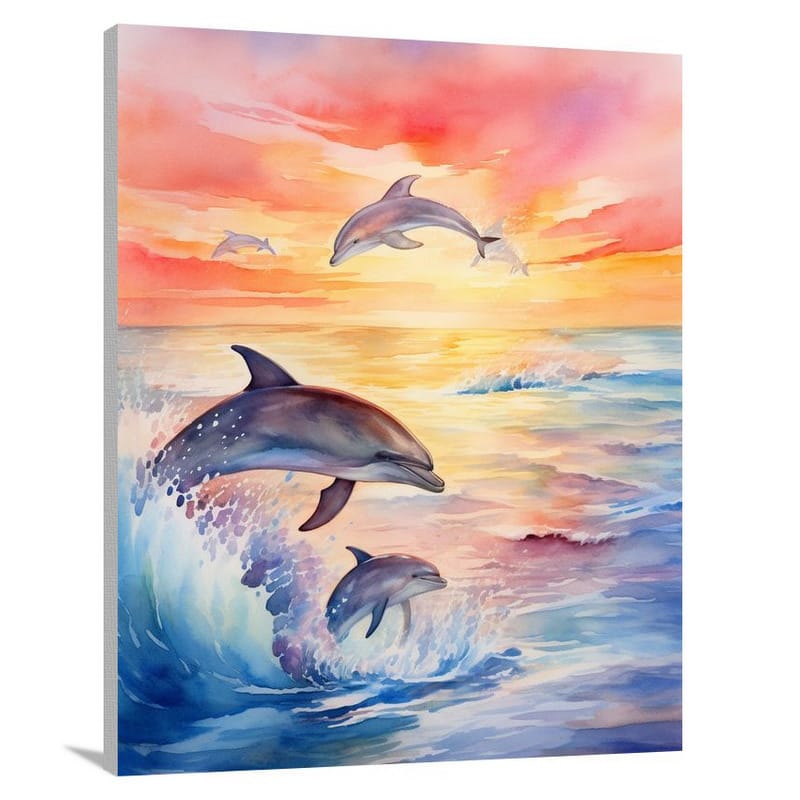 Dolphin Symphony - Watercolor - Canvas Print
