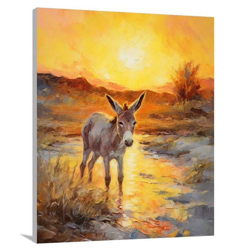 Donkey's Serene Sunset - Impressionist - Canvas Print