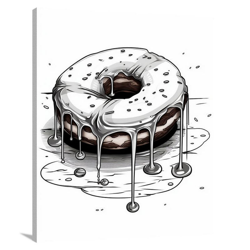 Donut Delight - Black And White - Canvas Print