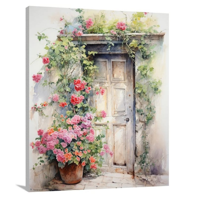 Doorway to Blooming Beauty - Watercolor - Canvas Print